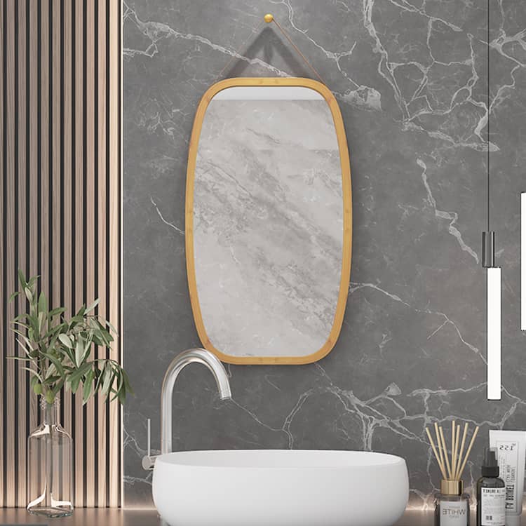 竹製フレームのウォールミラー