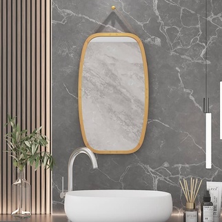 竹製フレームのウォールミラー