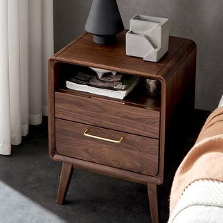 ベッド周りをキレイに整理整頓できるナイトテーブル,無垢材100%