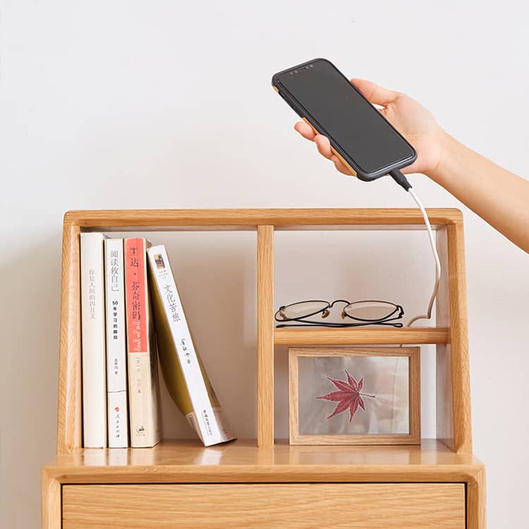 ナイトテーブル サイドテーブル 引き出し2杯 オーク材 オーペンラック