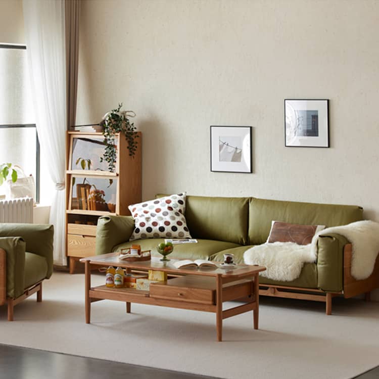 ソファー ソファ おしゃれ 1人-4人掛け クッションソファ チェリー材