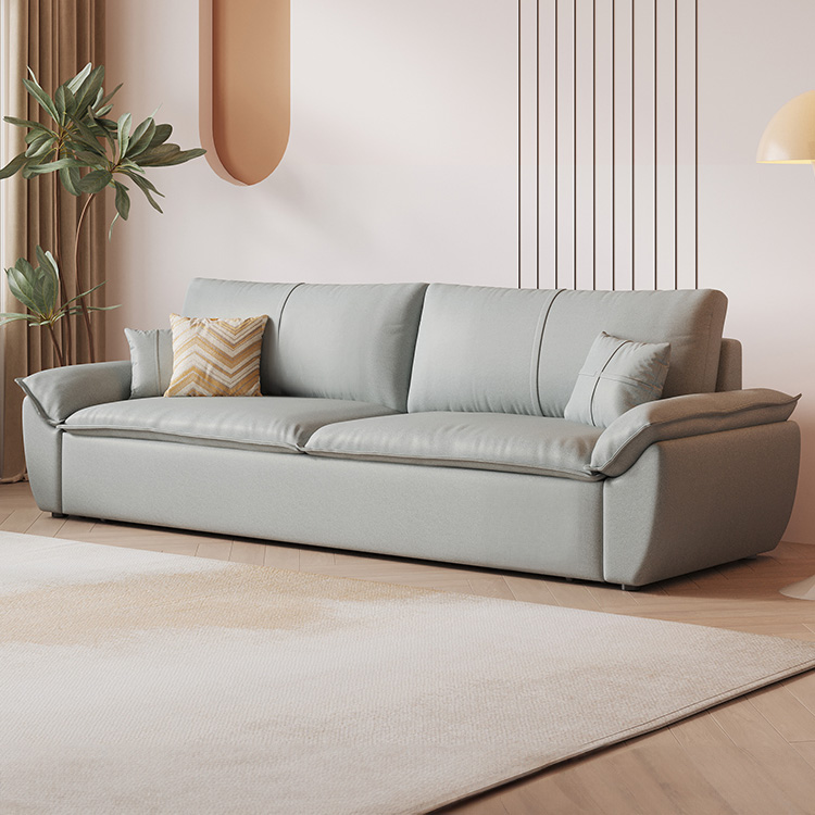 ソファベッド 幅1.44M フェザー 収納付き オレンジ ダウン エアレザー