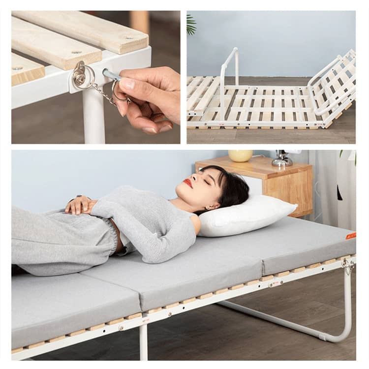 折りたたみベッド 木製スラット 金属フレーム すのこベッド折り畳み