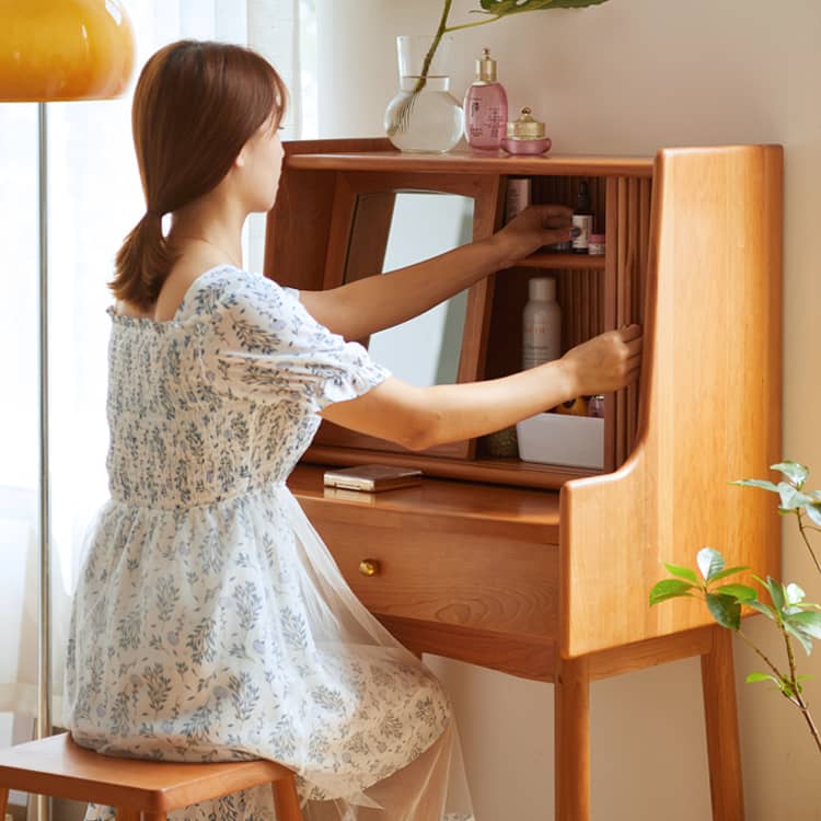 【9月末まで限定出品】ドレッサー アルダー天然木 無垢材 65cm幅 ナチュラル 9月末まで限定出品】ドレッサー アルダー天然木 無垢材 65cm幅