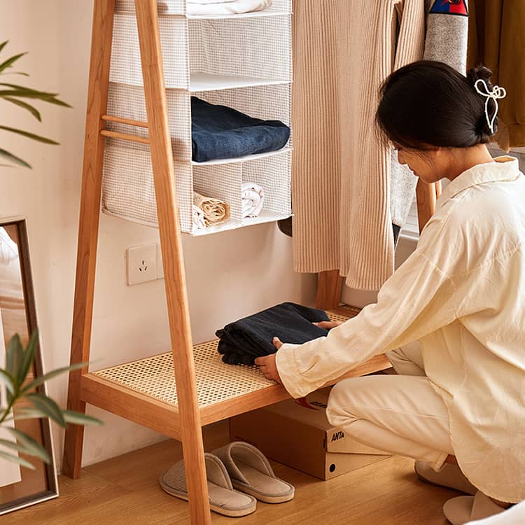 5本組　金属と無垢材を組み合わせたハンガーおしゃれ 収納 型崩れ防止360度回転