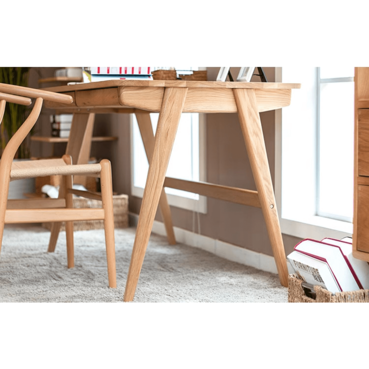 ウォールナット 木製 無垢 デスク107cm×50cm ナチュラル ブラウン系 dwelcd-150ok-1.jpg