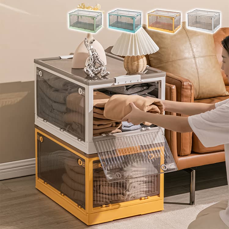 収納ボックス 収納ケース ホワイト イエロー 小型 グリーン ブルー 5面開き 衣類 小物