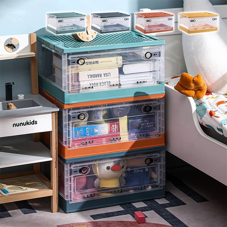 収納ボックス 収納ケース 3面開き イエロー イエロー グリーン 折り畳み 小物 横幅50cm 衣類