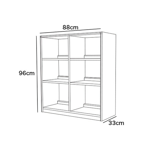 キャビネット 収納棚 棚 本棚 ウォールナット材 ガラス 幅88cm 奥行き33cm 高さ96cm 天然木 ブラウン 木製 可愛い 北欧