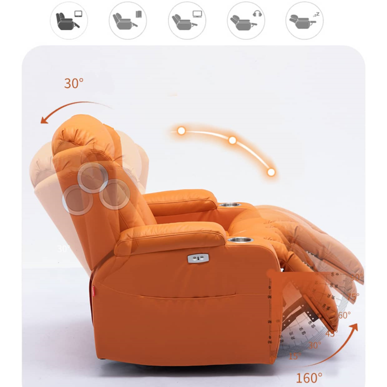 リクライニングソファ 1人掛け エアレザー グリーン オレンジ ブルー