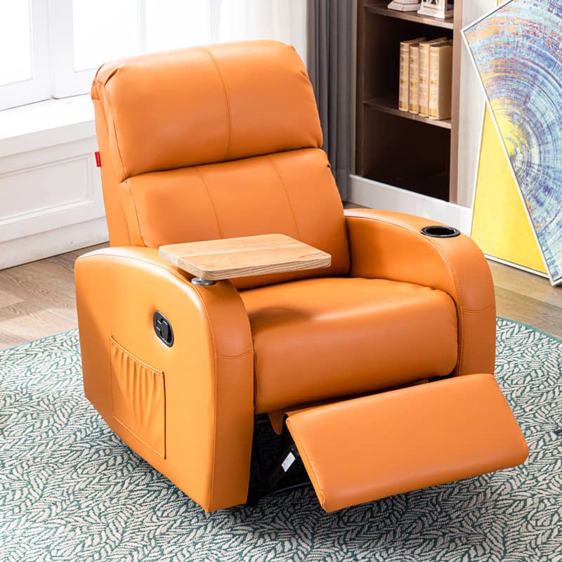 オレンジ レザー リクライニングソファ