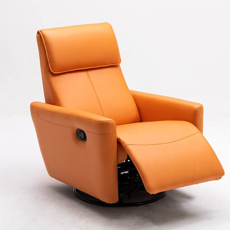 オレンジ レザー リクライニングソファ