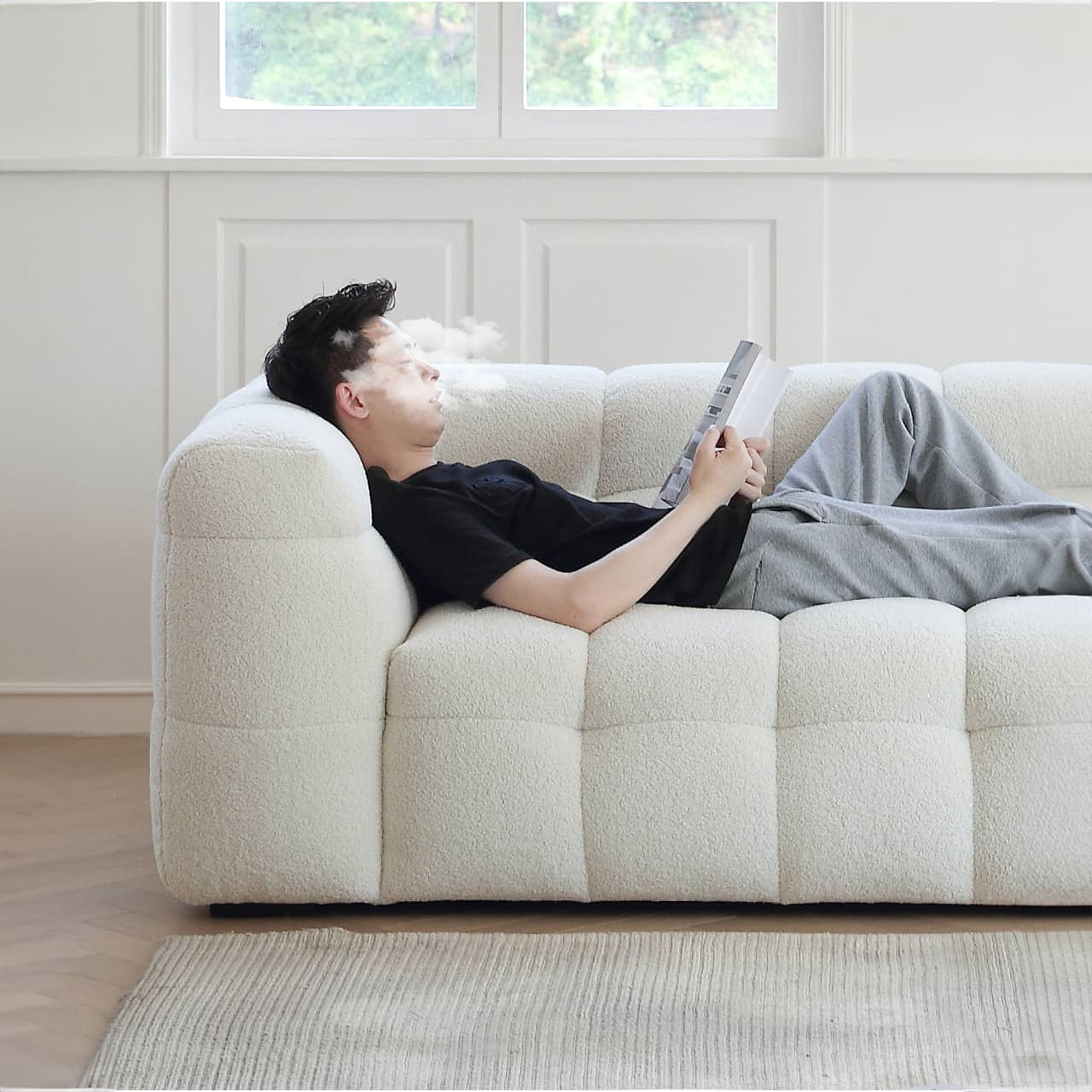 ホワイトソファ 約190cm NIKE（ニーケ）カウチソファ 幅190cm（幅190cm×奥行88cm